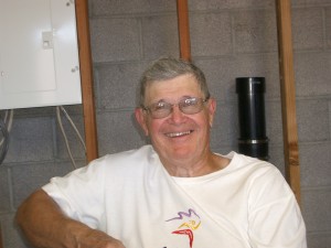 William E. Kemp in the basement during the remodeling project.